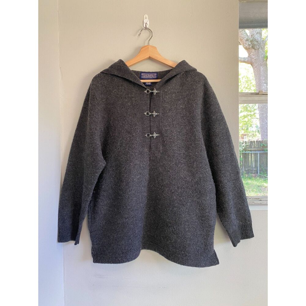 Rare Vintage Newton Trading Co.100% Wool Gray Hoodie Fireman Clasp Placket
